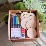 Medinių Kalėdinių žaisliukų rinkinys spalvinimui Nr.2