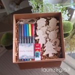 Medinių Kalėdinių žaisliukų rinkinys spalvinimui Nr. 1