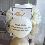 Graviruotas onikso obuolys Tėveliams 10cm