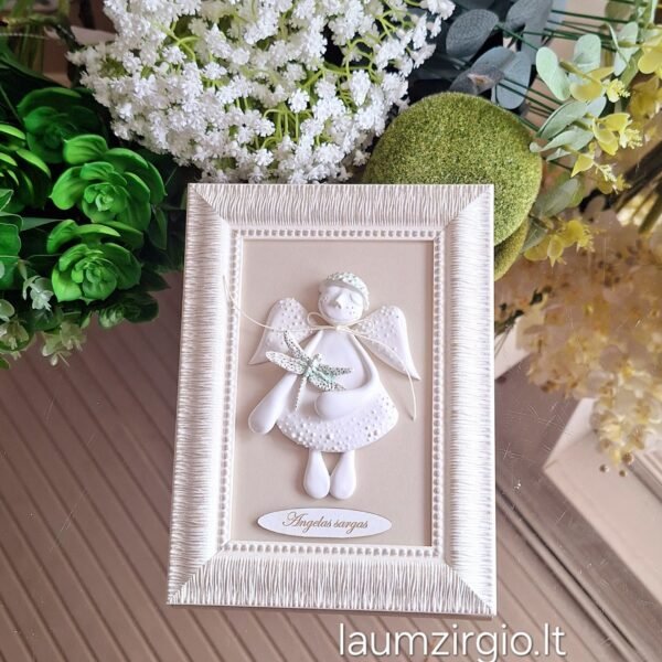 Keraminis angelas rėmelyje "Angelas sargas"
