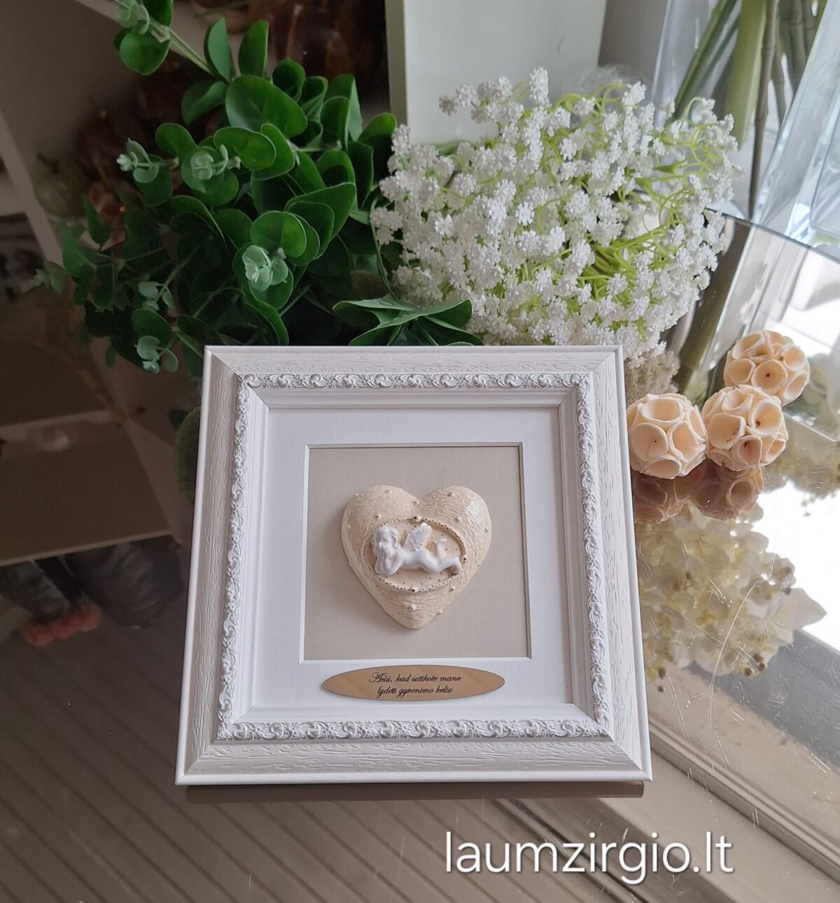 Keraminis paveikslas "Širdis su angeliuku" - Image 1