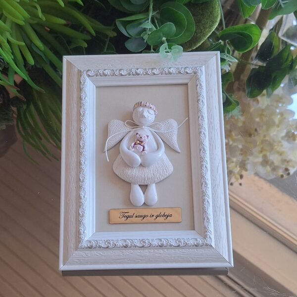 Keraminis angelas rėmelyje "Angelas sargas"