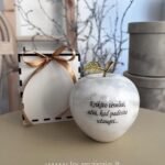 Graviruotas onikso obuolys Krikšto tėveliams 12cm