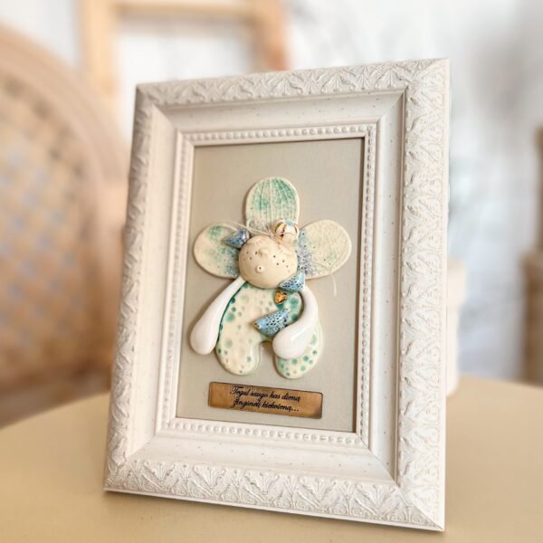 Keraminis angelas rėmelyje "Angelas sargas"