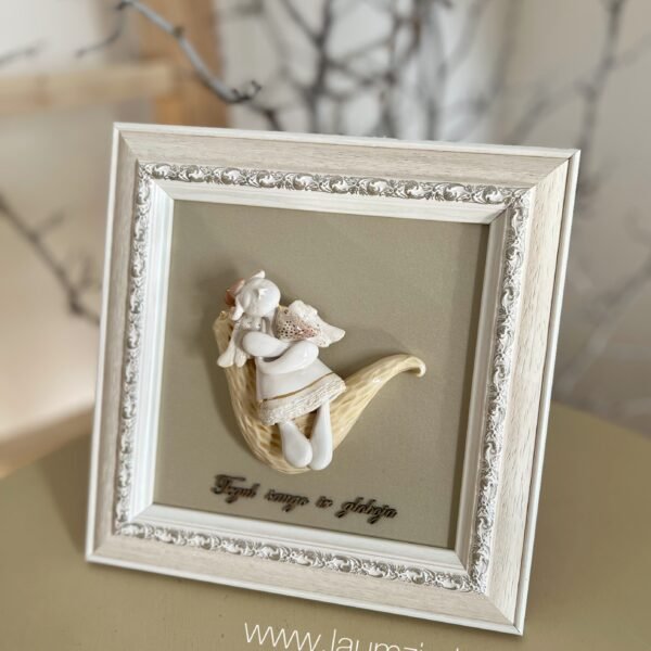 Keraminis angelas rėmelyje "Angelas sargas"