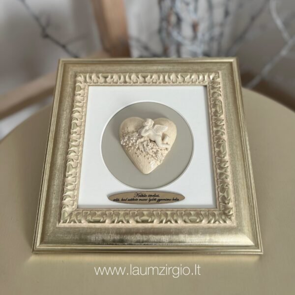 Keraminis paveikslas "Širdis su angeliuku"