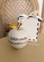 Graviruotas onikso obuolys 9cm Krikšto tėveliams